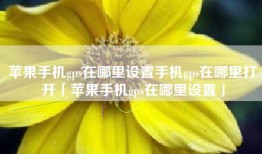 苹果手机gps在哪里设置手机gps在哪里打开「苹果手机gps在哪里设置」