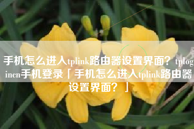 手机怎么进入tplink路由器设置界面？tplogincn手机登录「手机怎么进入tplink路由器设置界面？」